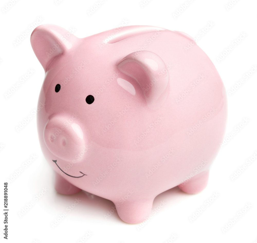pink ceramic piggy bank isolated on white background pink ceramic piggy bank isolated on white background