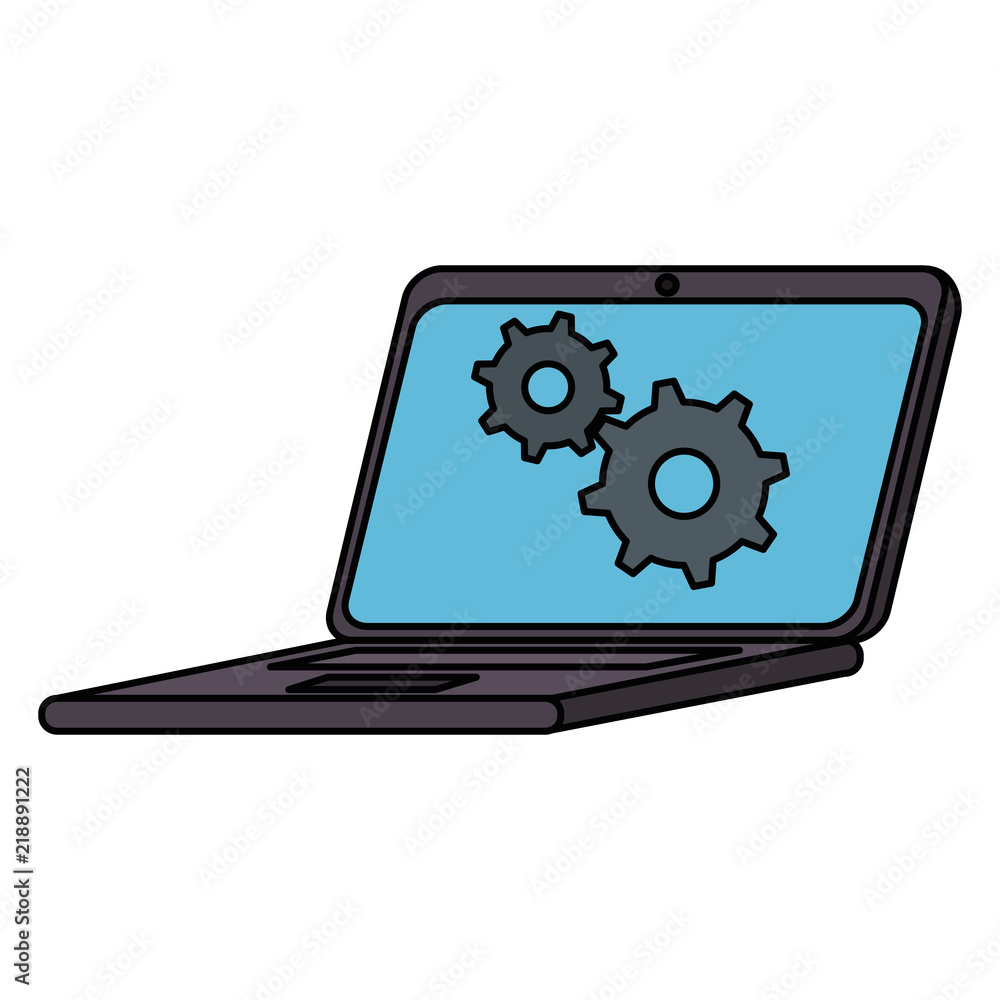 computer laptop with gears computer laptop with gears