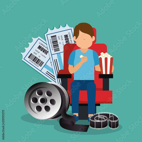young man with cinematographic icons