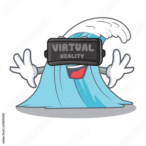 Картината върху платно Virtual reality cartoon blue wave surf