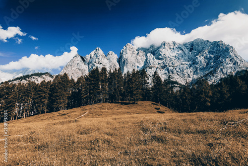 Sunny day in Julian Alps at fall