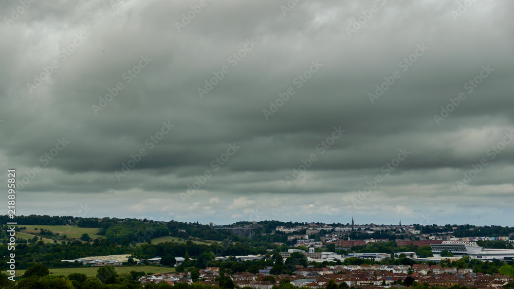 View of Bristol Facing North, Dramatic Heavy Clouds before Rain, English Cloudscape Summer 2018 horizontal photography View of Bristol Facing North, Dramatic Heavy Clouds before Rain, English Cloudscape Summer 2018 horizontal photography