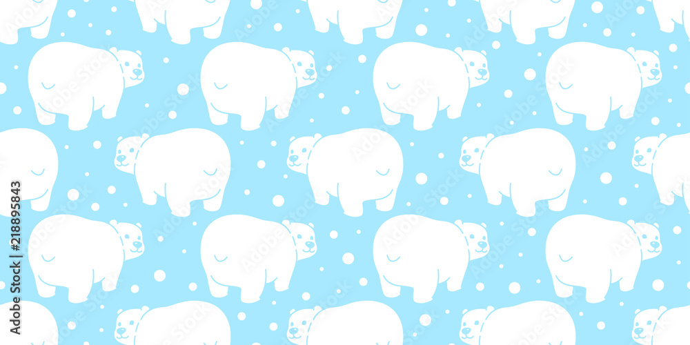 Bear seamless pattern polar bear vector snow background illustration cartoon wallpaper isolated Bear seamless pattern polar bear vector snow background illustration cartoon wallpaper isolated