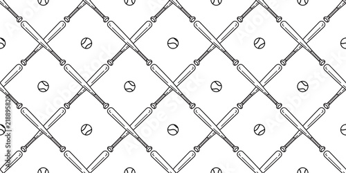 baseball Seamless pattern vector softball baseball bat scarf isolated tile background repeat wallpaper
