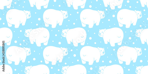 Bear seamless pattern polar bear vector snow background illustration cartoon wallpaper isolated