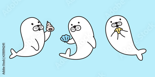 seal vector logo icon walrus sea lion bear polar bear cartoon character clip art illustration doodle