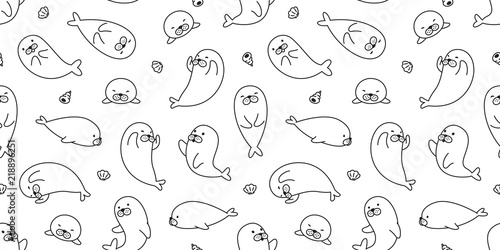 seal seamless pattern vector bear isolated walrus sea lion polar bear background wallpaper