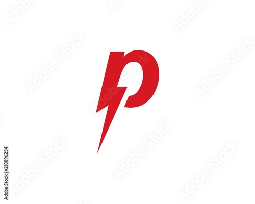 P Letter Lightning Logo Template