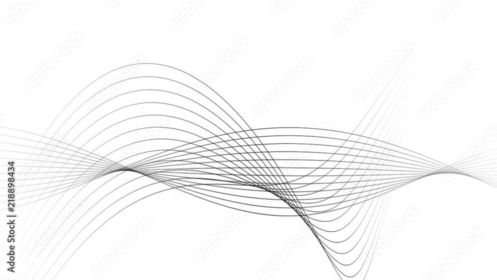 White abstract background. Moving and rotating lines. Concept of flow, linking, continuity, information. Loop.