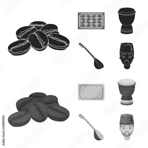 Turkish carpet, saz, drum, turkish men.Turkey set collection icons in black,monochrome style vector symbol stock illustration web.