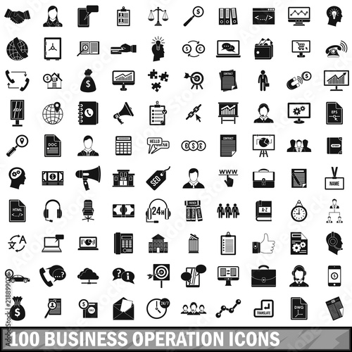 100 business operation icons set in simple style for any design vector illustration