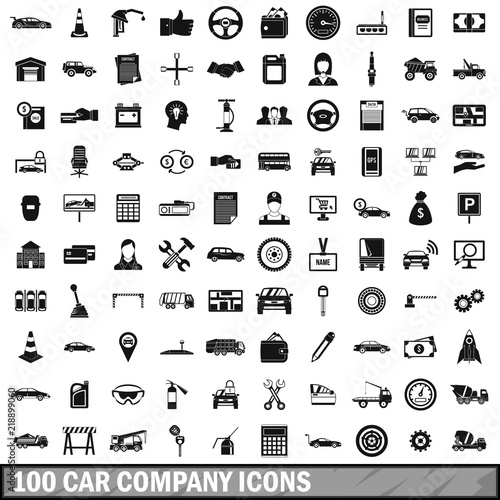100 car company icons set in simple style for any design vector illustration