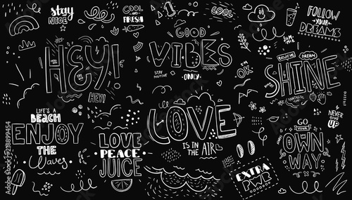 Pattern with slogans for tee print.