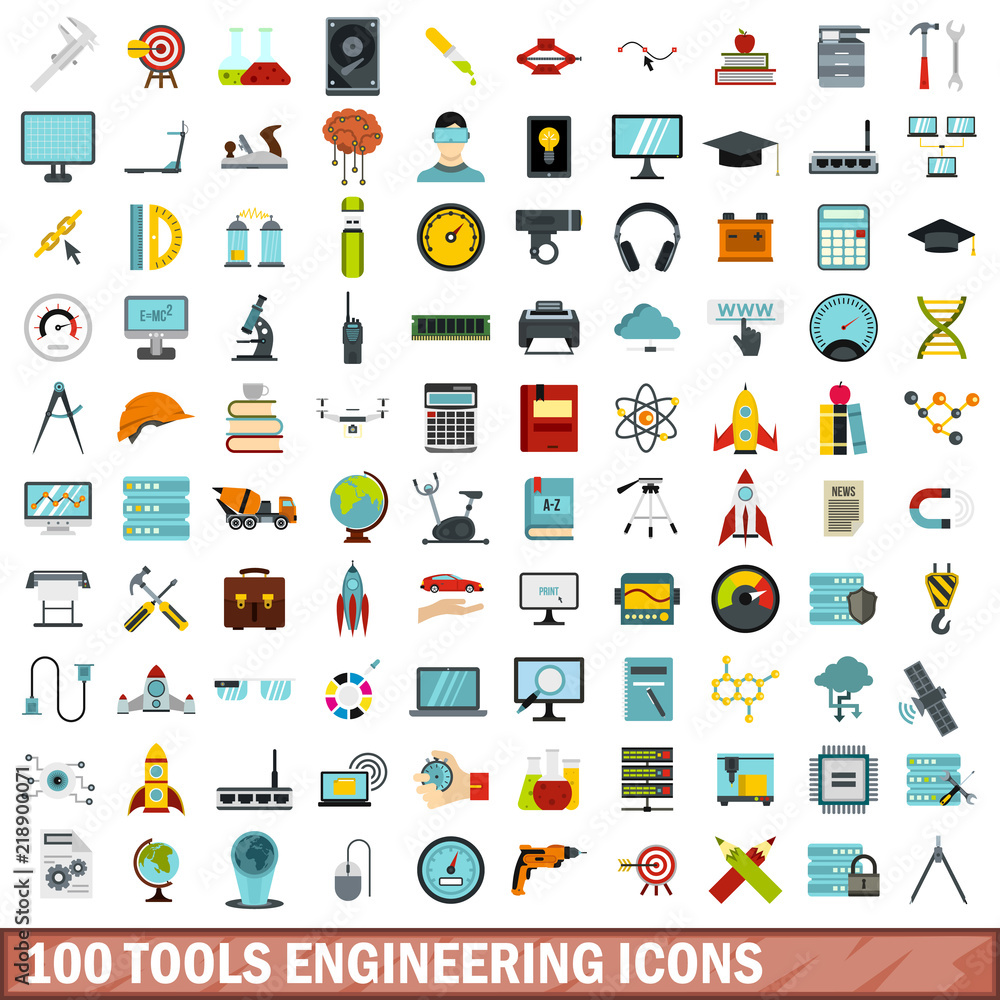 100 tools engineering icons set in flat style for any design vector illustration 100 tools engineering icons set in flat style for any design vector illustration