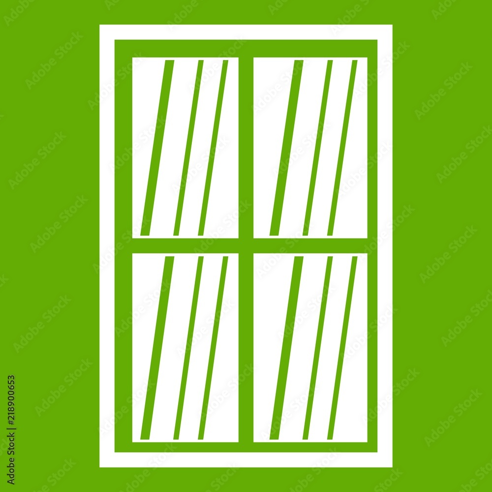 White latticed rectangle window icon white isolated on green background. Vector illustration White latticed rectangle window icon white isolated on green background. Vector illustration