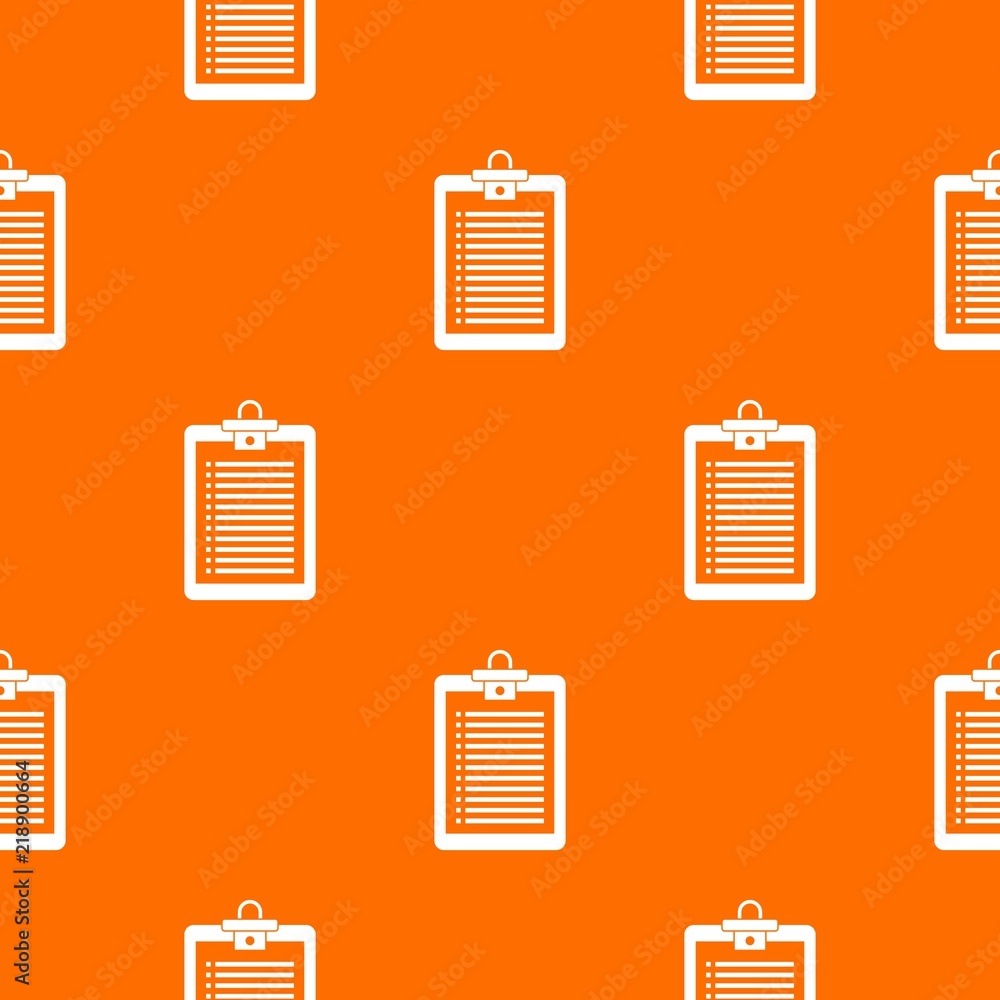 Clipboard with check list pattern repeat seamless in orange color for any design. Vector geometric illustration Clipboard with check list pattern repeat seamless in orange color for any design. Vector geometric illustration