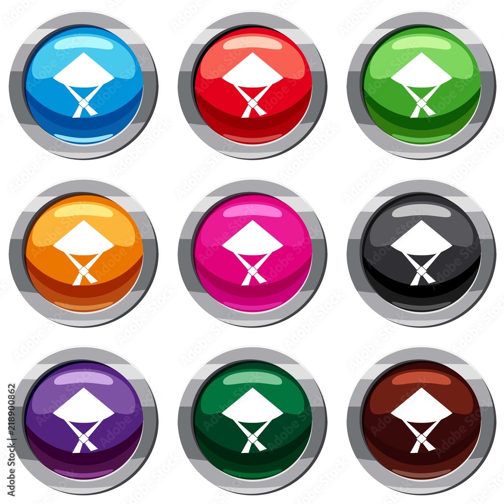 Vietnamese hat set icon isolated on white. 9 icon collection vector illustration Vietnamese hat set icon isolated on white. 9 icon collection vector illustration