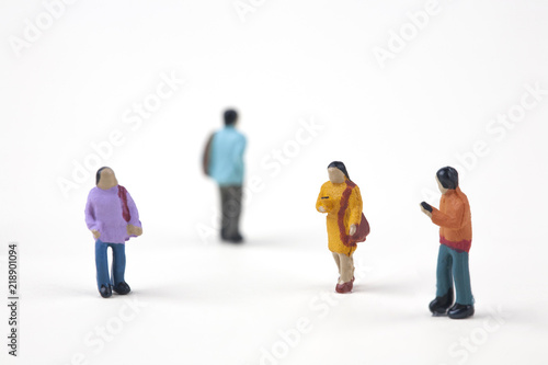 crowd of miniature people in the city © nerosu