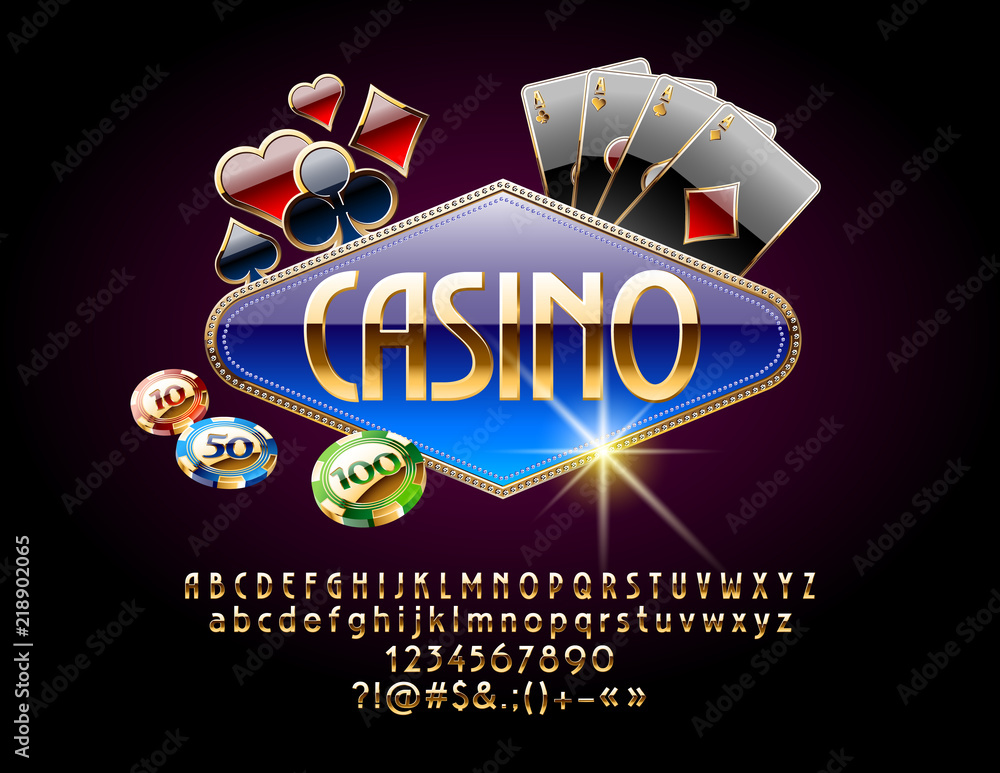 Chic Vector Logo for Casino with Cards colors and Chips. Set of Royal ...