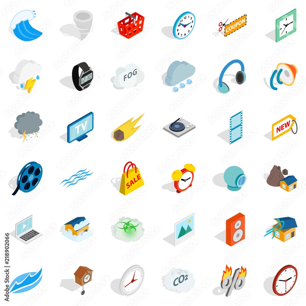 Time icons set. Isometric style of 36 time vector icons for web isolated on white background Time icons set. Isometric style of 36 time vector icons for web isolated on white background