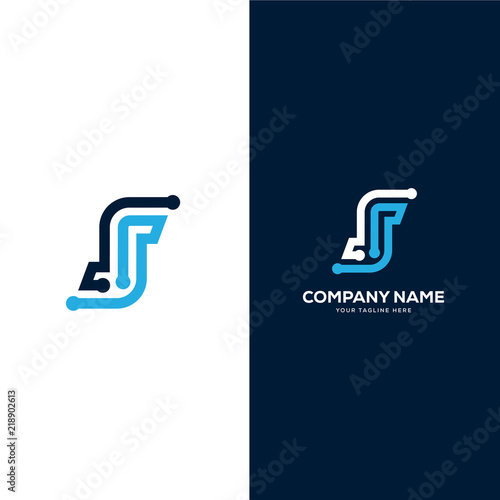 S letter tech logo design vector, minimalist line creative sign vector icon. © THE BATTOYART