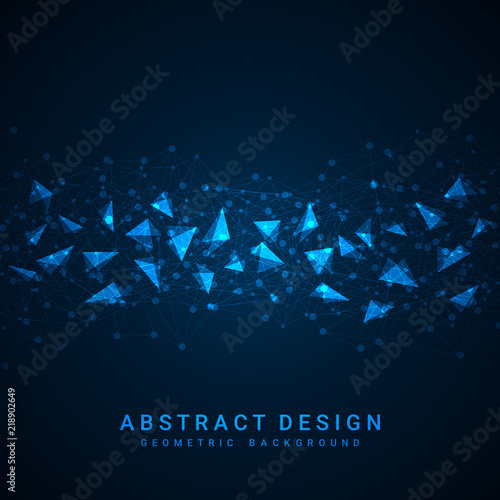 Fototapeta Naklejka Na Ścianę i Meble -  Abstract blue polygonal background with connecting dots and lines. Data and technology concept, network connection