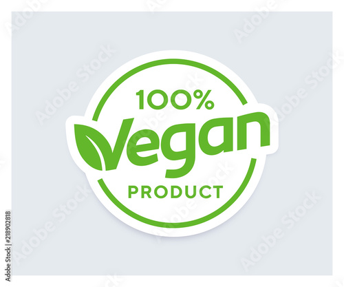 100percent Vagan Product vector sticker. Logo or badge for package design. Organic design template.