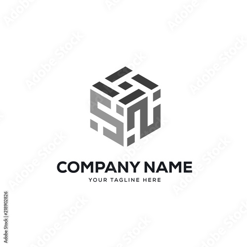 brick building logo design vector, initial letter logo s, n, ns, sn design template