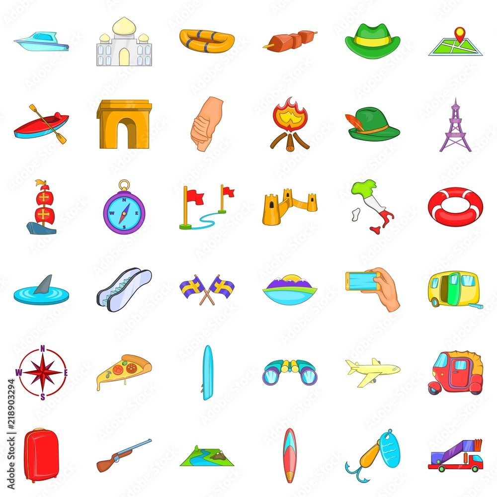 Suitcase icons set. Cartoon style of 36 suitcase vector icons for web isolated on white background Suitcase icons set. Cartoon style of 36 suitcase vector icons for web isolated on white background