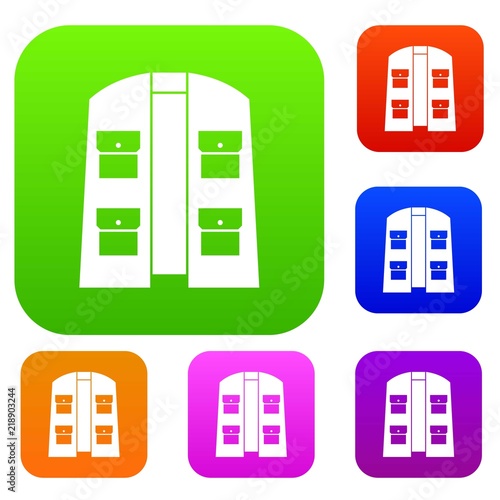 Hunter vest set icon in different colors isolated vector illustration. Premium collection
