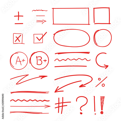 grade school results markers hand drawn set