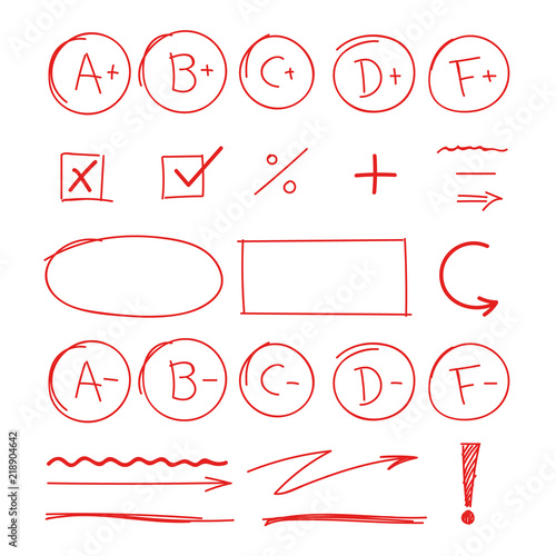 grade school results red highlight markers set