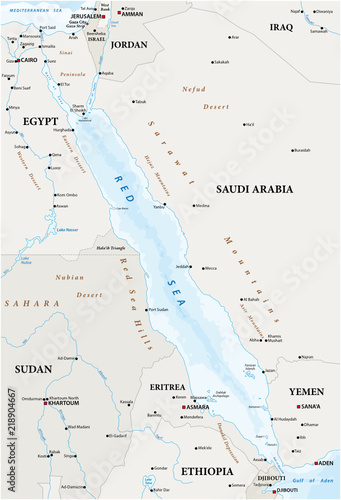 Map of the Red Sea with its neighboring countries