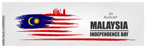 Malaysia INDEPENDENCE DAY and Malaysia flag translation (31 ogos selamat hari merdeka) Ilustration photo