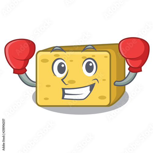 Boxing gouda cheese character cartoon