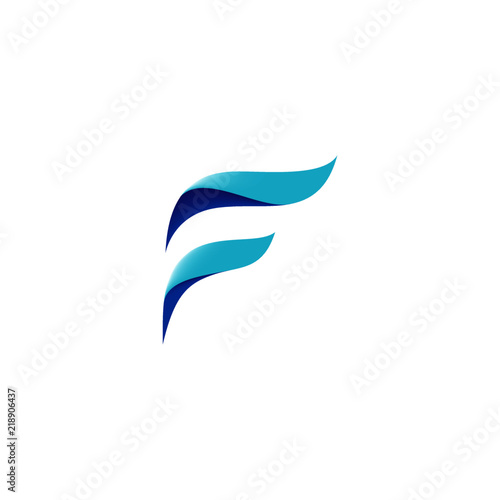 Letter F Feather Wave Logo