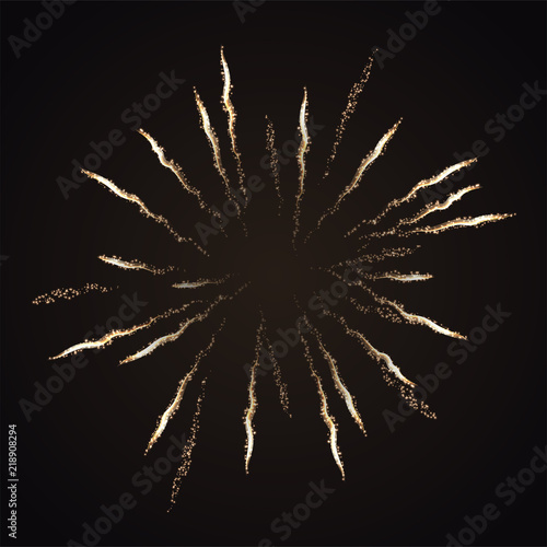 Firework burst isolated on dark background. Vector design element.