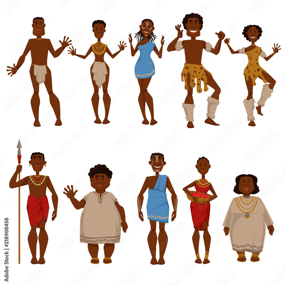 African native tribe people vector characters Stock Vector | Adobe Stock