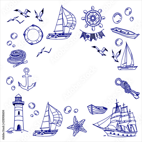 drawings for the design of postcards and posters on the theme of the sea