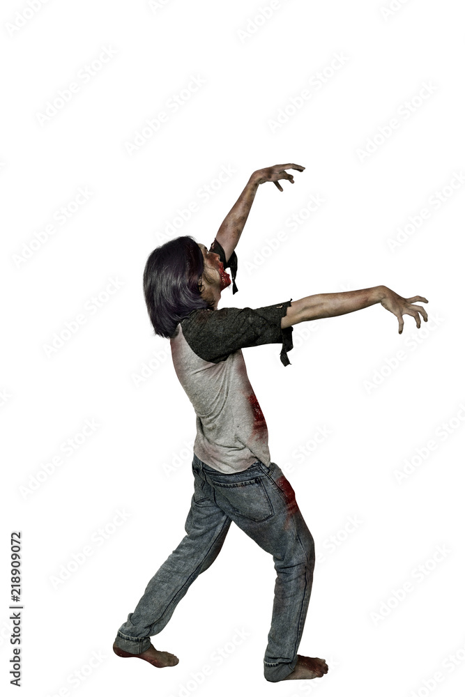 Images of zombie man with blood posing