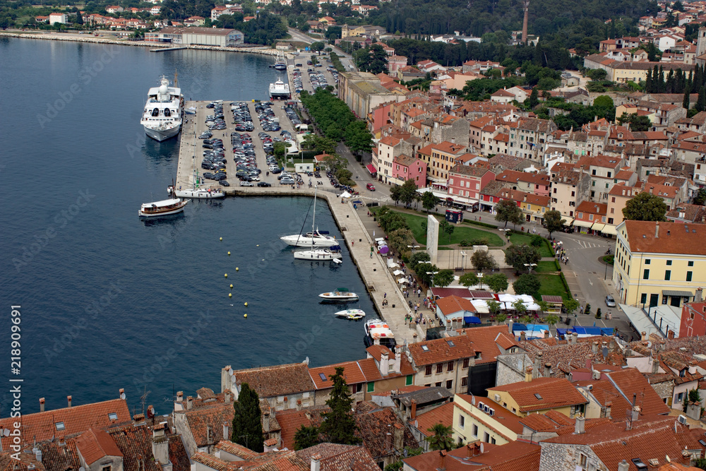 Aerial view of the harbor Roviny Istria