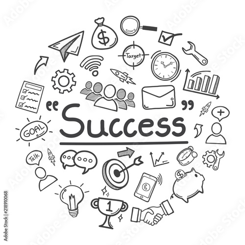 Doodle icon hand draw is a concept of a component that is geared towards the success of business, financial or in your life. vector illustration.