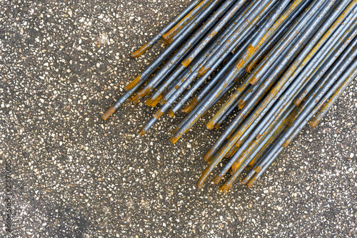 Background of old metal, mild steel round bar. Reinforcement steel mesh background. Background texture.