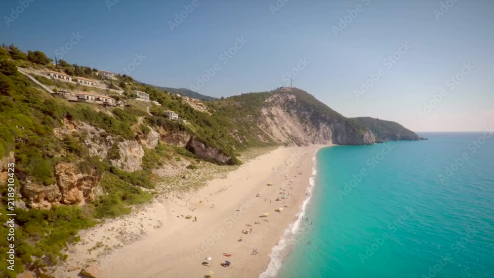 Aerial view of Katsiki beach in summer in Lefkada island, Greece. Aerial view of Katsiki beach in summer in Lefkada island, Greece.