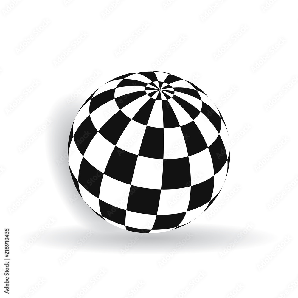 Obraz premium Ball with squares of black and white on a plane