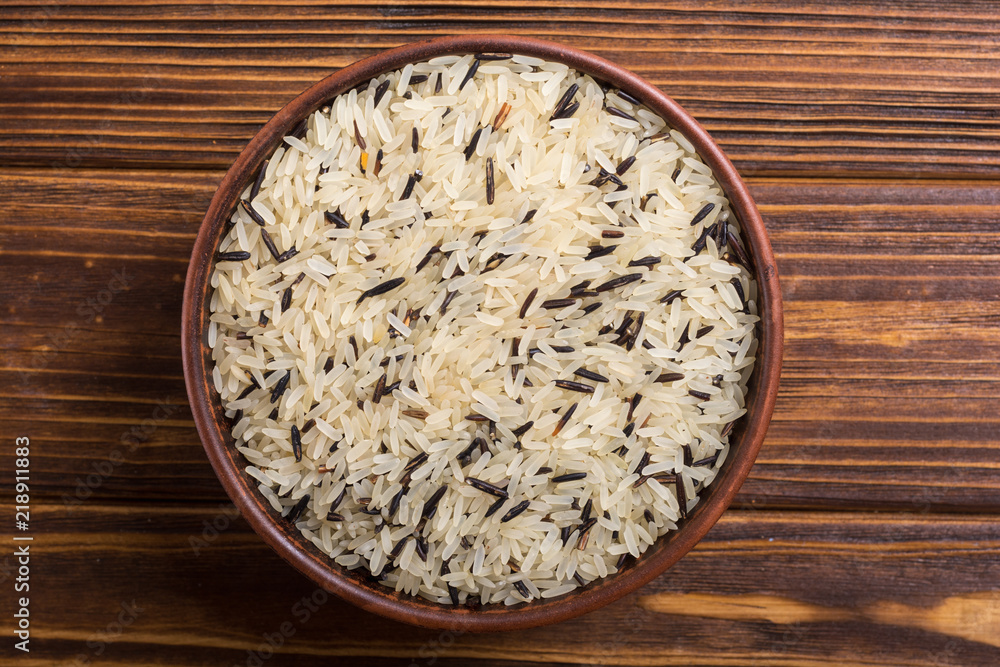 Raw wild rice white and black Raw wild rice white and black
