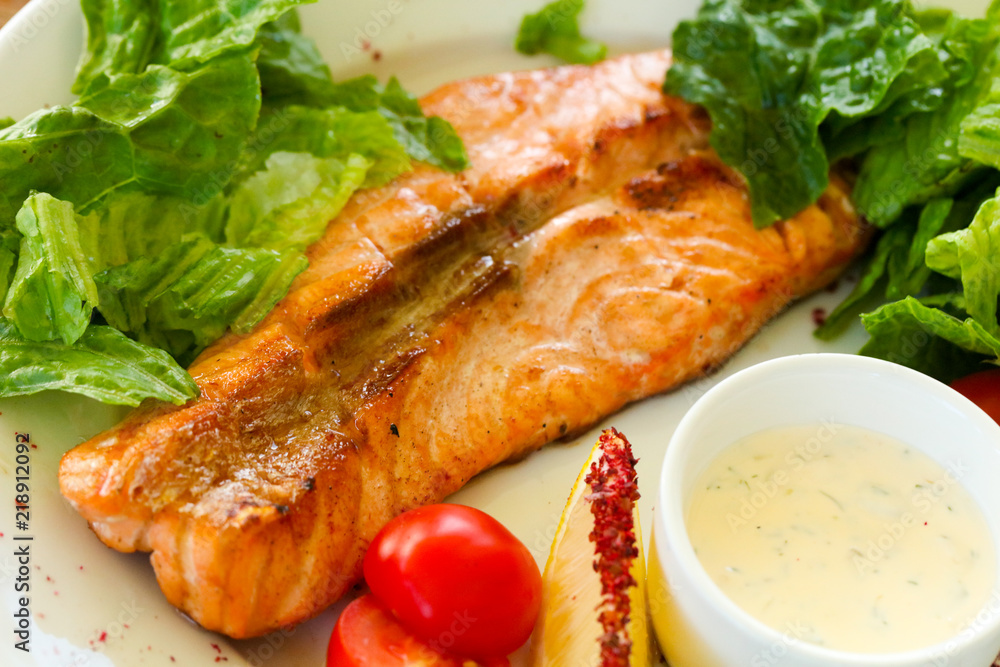 Grilled salmon steak Grilled salmon steak