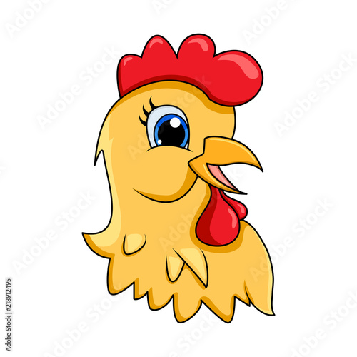 hen head cartoon character vector design isolated on white background