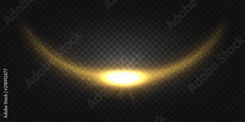 Yellow shiny light on transparent grid, Suitable for product advertising, product design, and other. Vector Illustration
