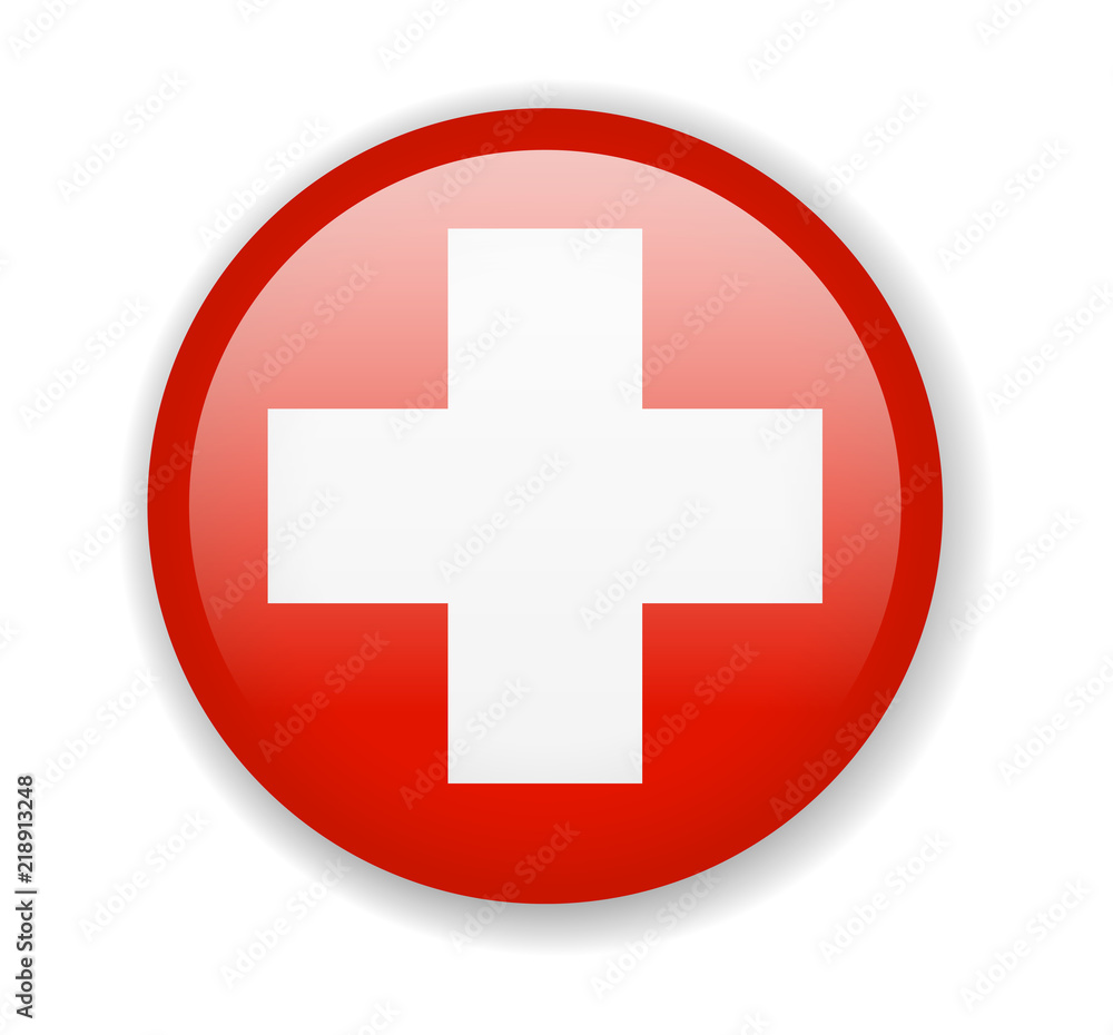 Switzerland flag. Round bright Icon on a white background Switzerland flag. Round bright Icon on a white background